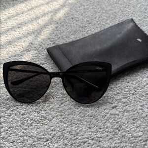 Quay Australia Black Cat-Eye Sunglasses with Dark Lenses